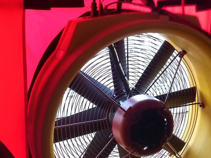 Close-up of blower door fan